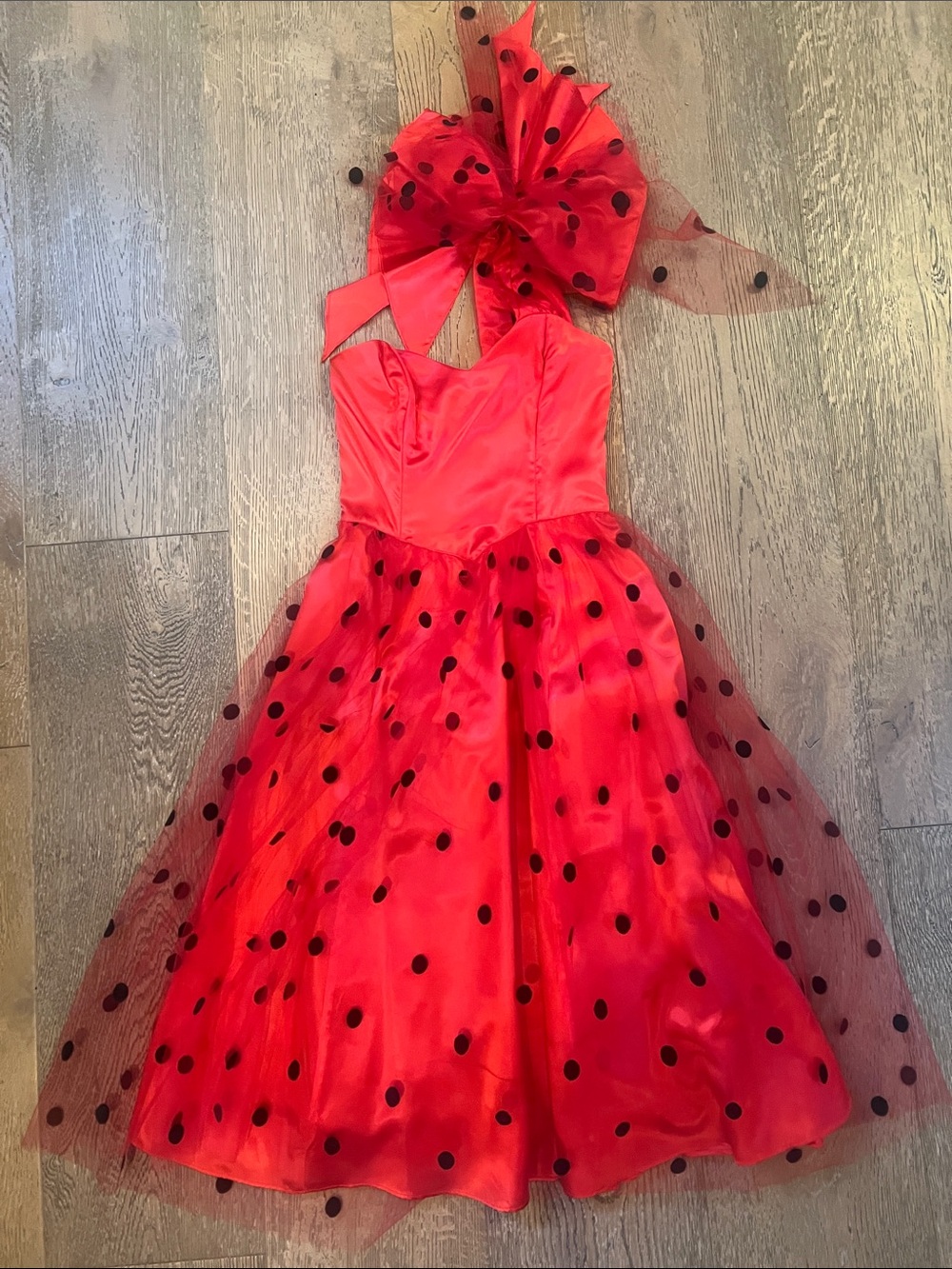 Gunne Sax Vintage 80’s Red Polka Dot Party Dress with Bow